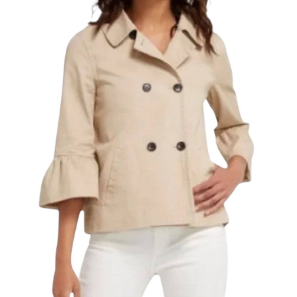 DRAPER JAMES Casual Utility Jacket Womens Size 4 Khaki Floral Lined Cotton NEW